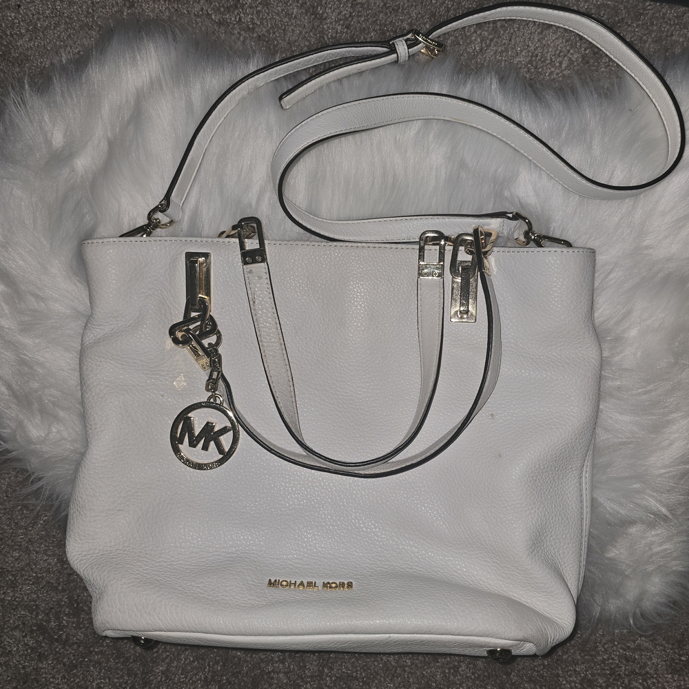 Michael Kors White Leather Tote Bag